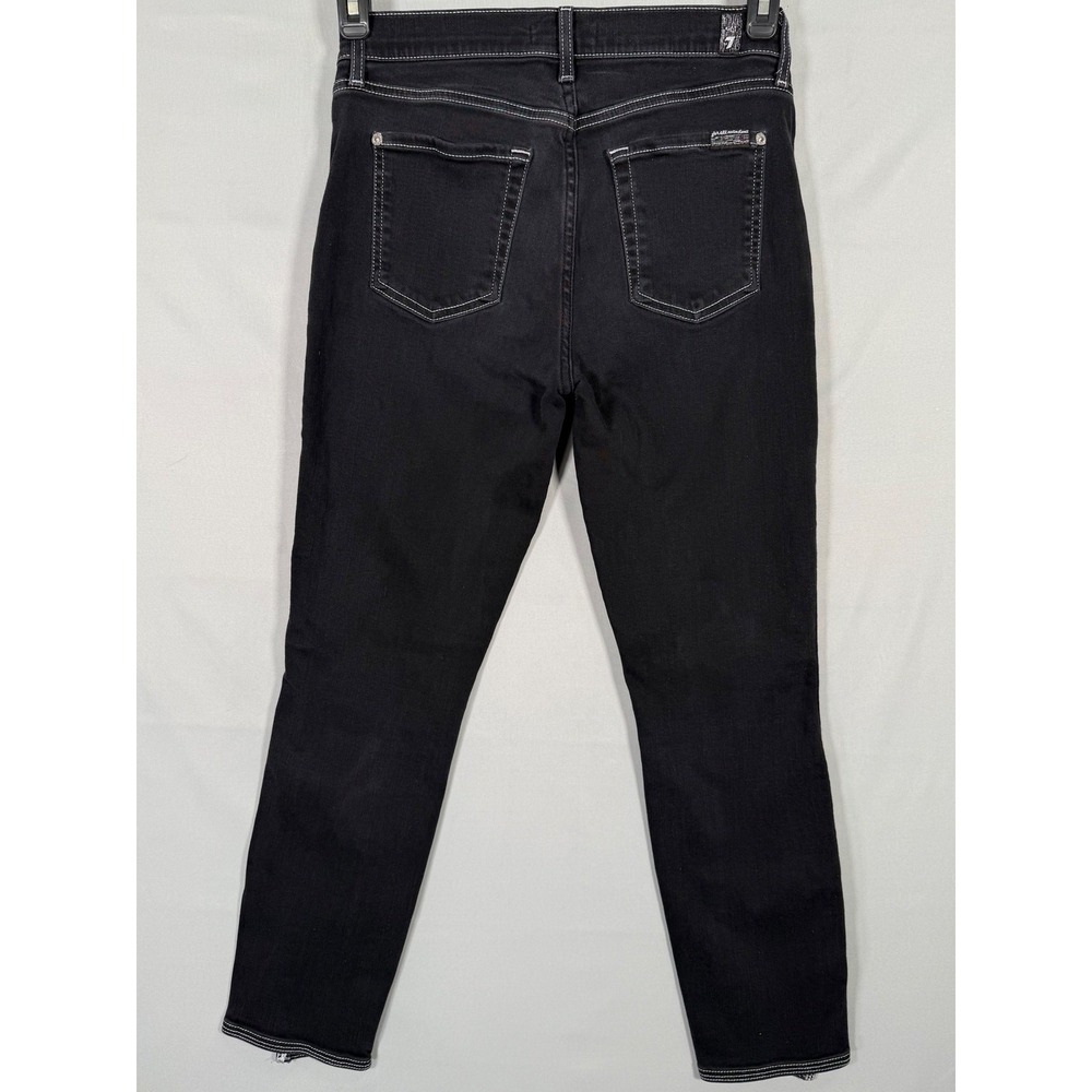 7 For All Mankind Womens Skinny Jeans Black Contrast Stitch Cropped 28 AU8398121 - Picture 7 of 10